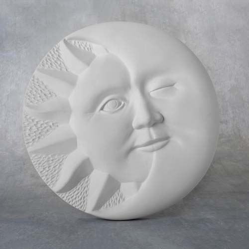 Ceramic Bisque Sun and Moon Plaque