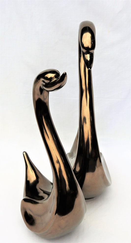 Pair of Gold Art Deco Swans