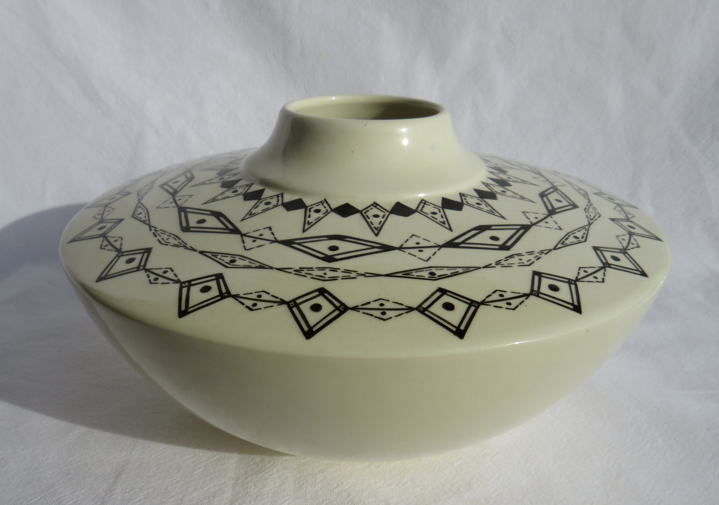 Hand crafted Black and White Geometric Vase by Georgie Waldron