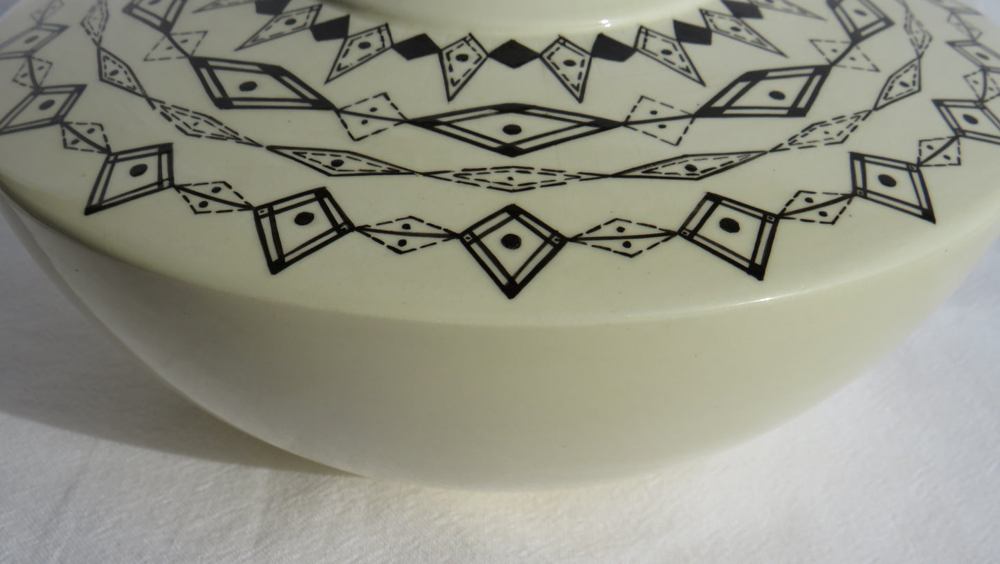 Hand crafted Black and White Geometric Vase by Georgie Waldron