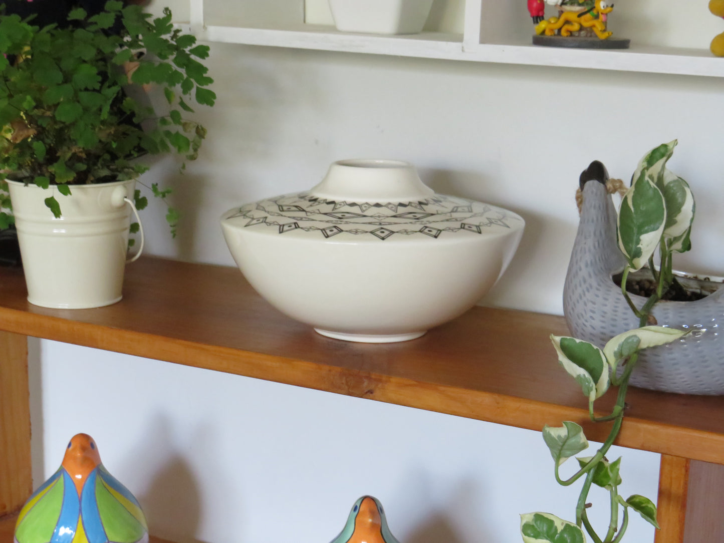 Hand crafted Black and White Geometric Vase by Georgie Waldron