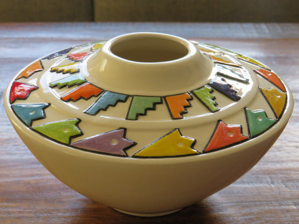 Hand crafted/ hand painted Ceramic Vase or Table centre piece by Georgie Waldron