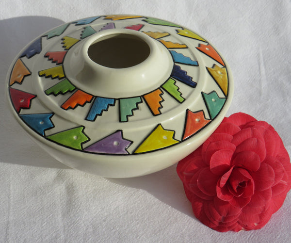 Hand crafted/ hand painted Ceramic Vase or Table centre piece by Georgie Waldron