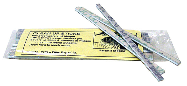 Flexible Clean Up Abrasive Stick - 1/8" wide- 200 & 400 grit (yellow)
